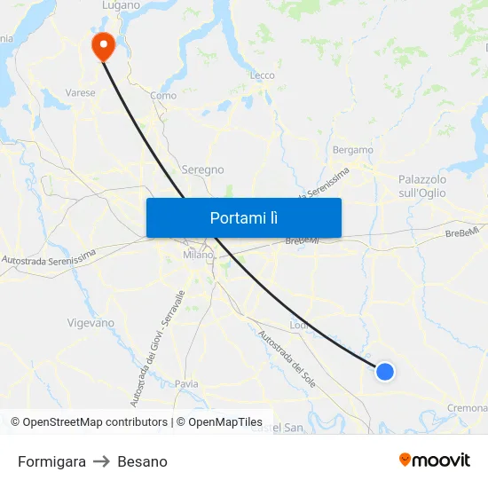 Formigara to Besano map