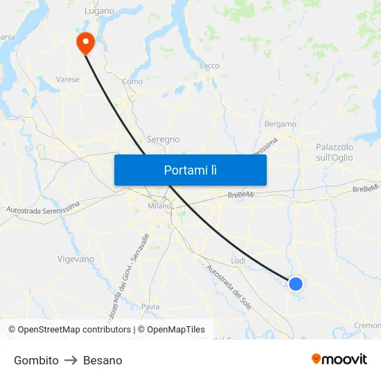 Gombito to Besano map