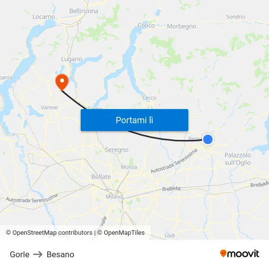 Gorle to Besano map