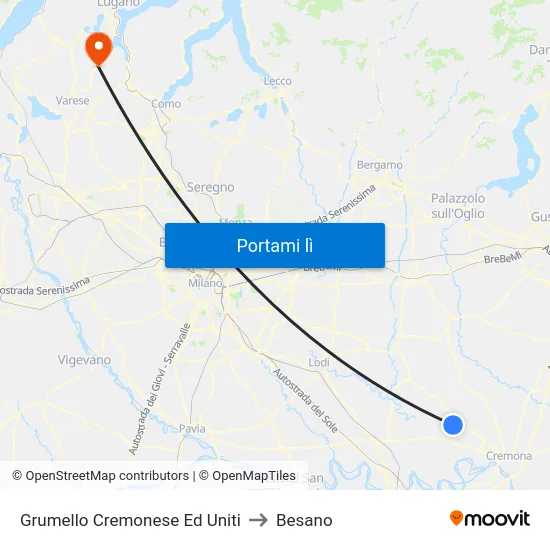 Grumello Cremonese Ed Uniti to Besano map
