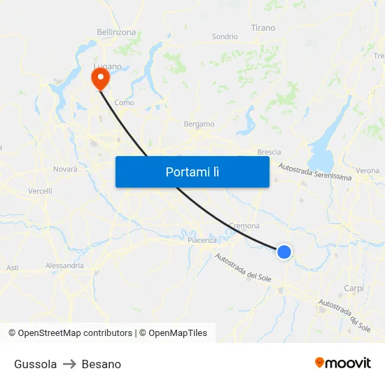 Gussola to Besano map