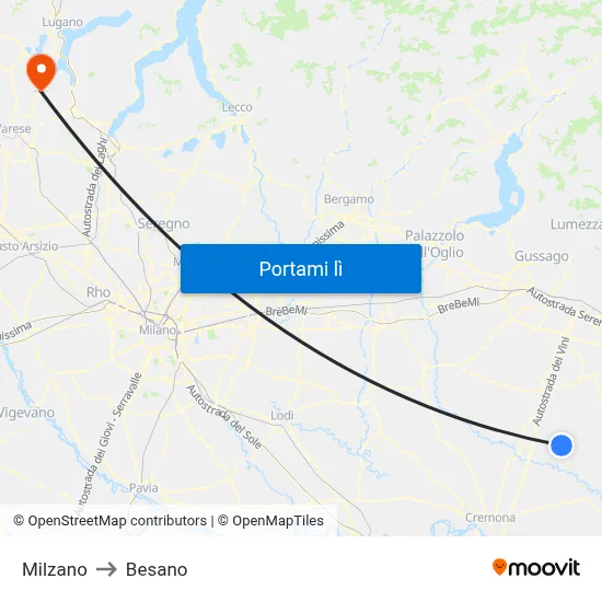 Milzano to Besano map