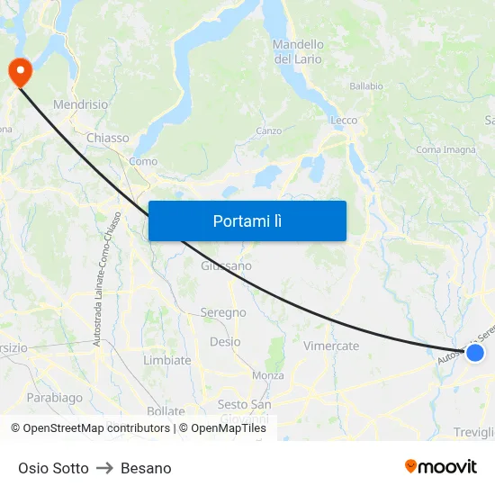 Osio Sotto to Besano map