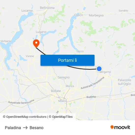 Paladina to Besano map