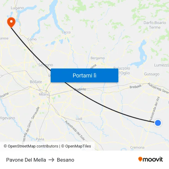 Pavone Del Mella to Besano map