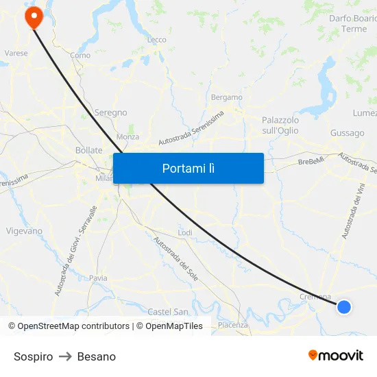 Sospiro to Besano map