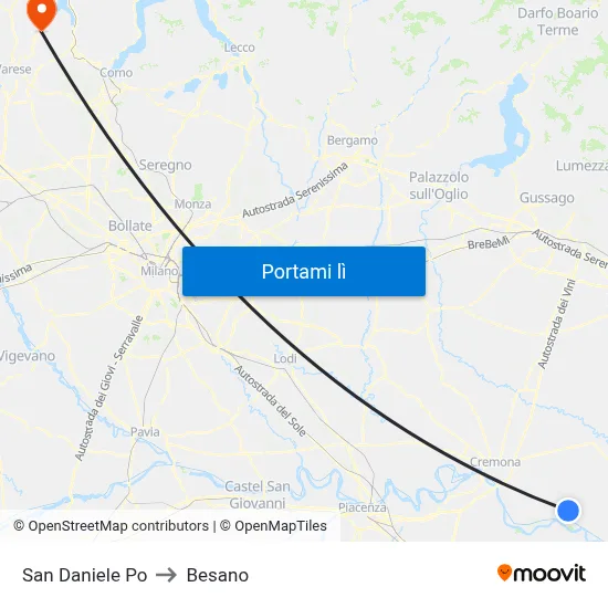 San Daniele Po to Besano map