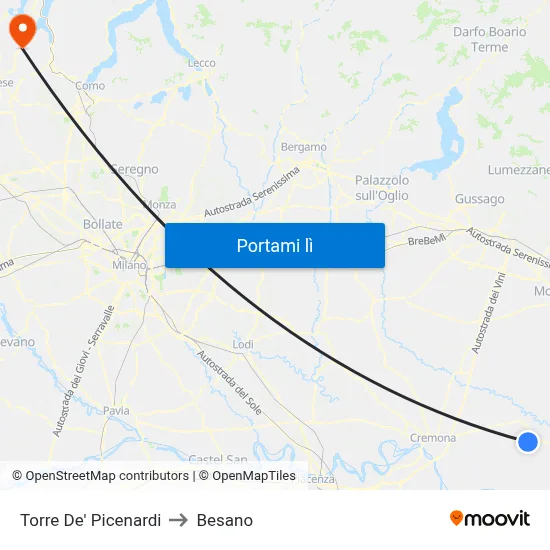 Torre De' Picenardi to Besano map