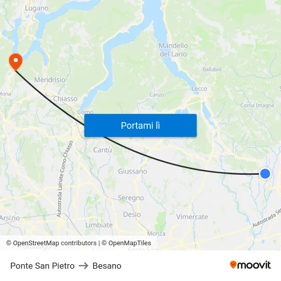 Ponte San Pietro to Besano map
