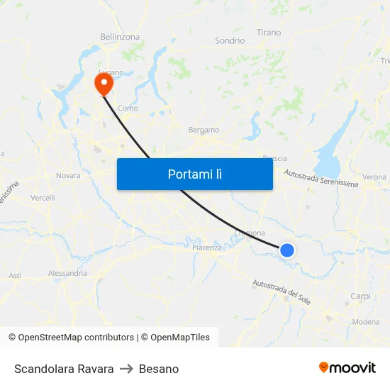 Scandolara Ravara to Besano map