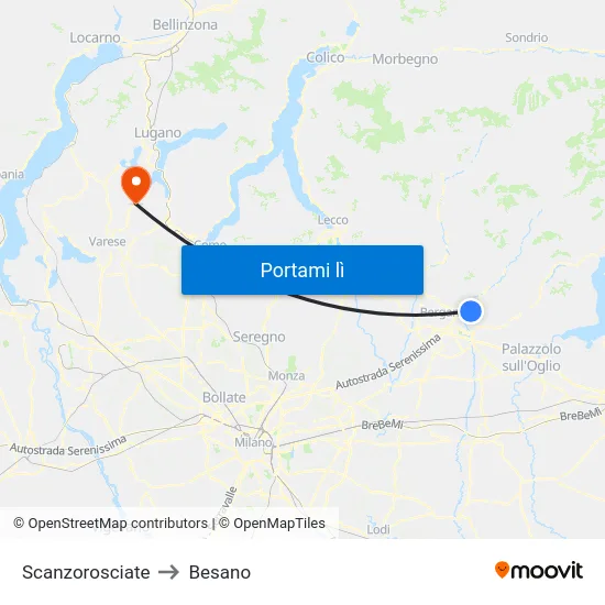 Scanzorosciate to Besano map