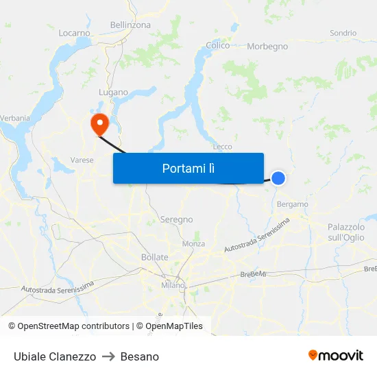 Ubiale Clanezzo to Besano map
