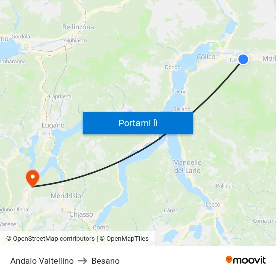 Andalo Valtellino to Besano map