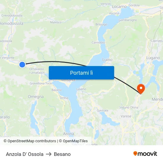 Anzola D' Ossola to Besano map