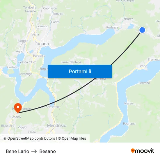 Bene Lario to Besano map
