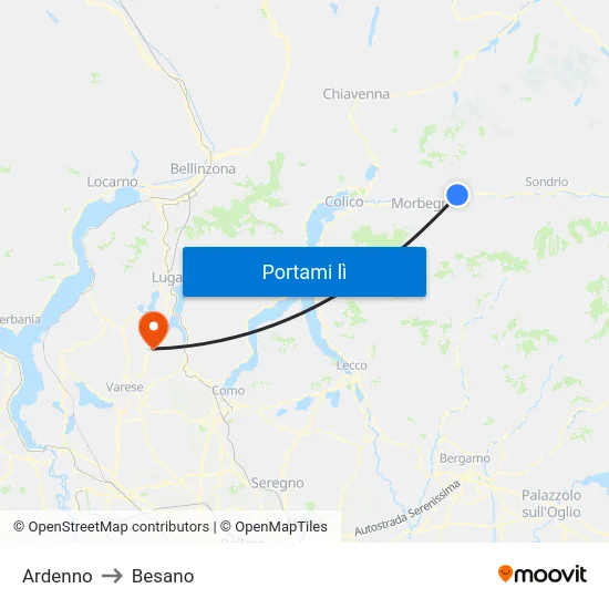 Ardenno to Besano map