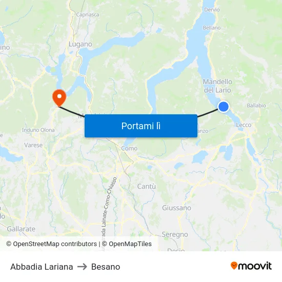 Abbadia Lariana to Besano map