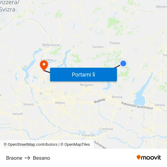Braone to Besano map