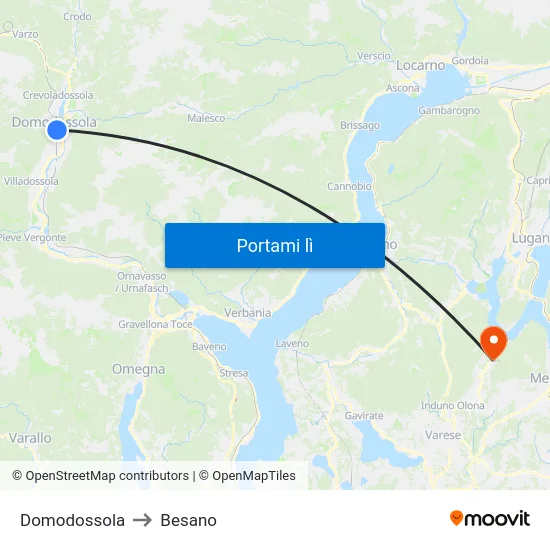 Domodossola to Besano map