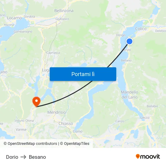 Dorio to Besano map