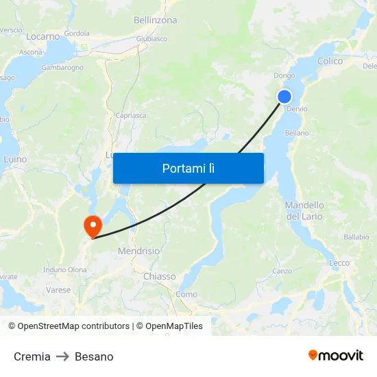 Cremia to Besano map