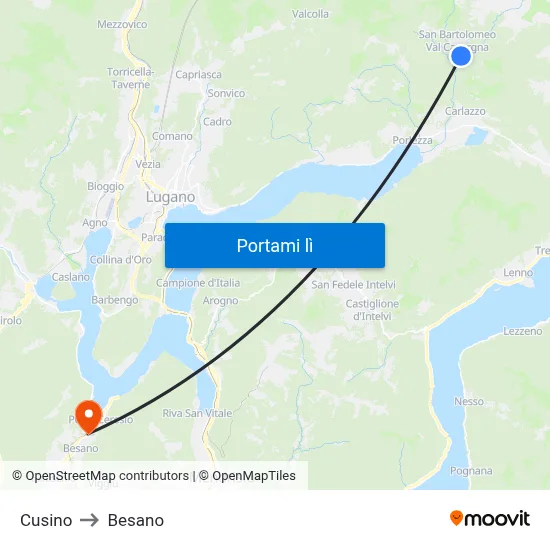 Cusino to Besano map