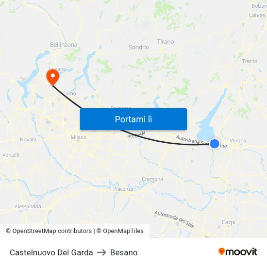 Castelnuovo Del Garda to Besano map