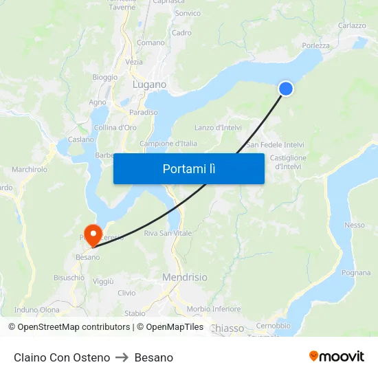 Claino Con Osteno to Besano map