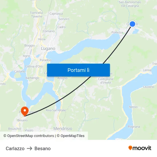 Carlazzo to Besano map