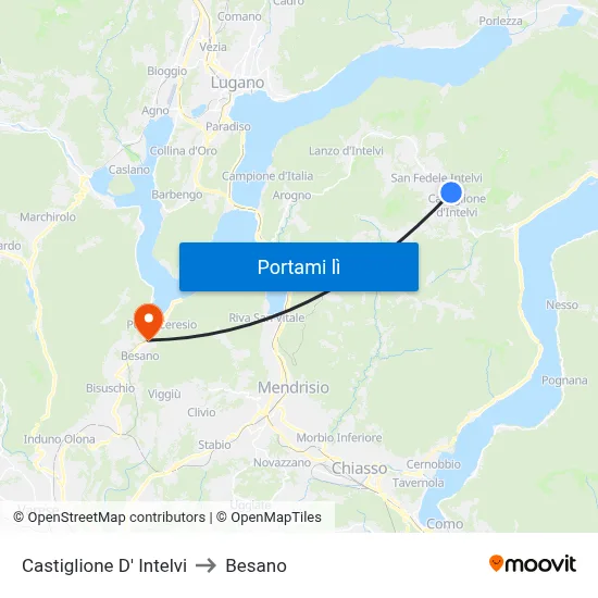 Castiglione D' Intelvi to Besano map