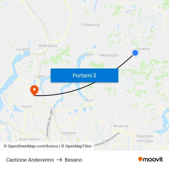 Castione Andevenno to Besano map