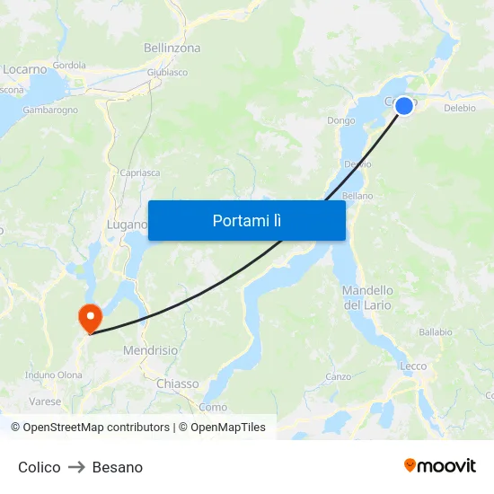 Colico to Besano map