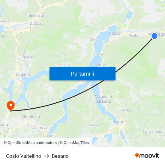 Cosio Valtellino to Besano map