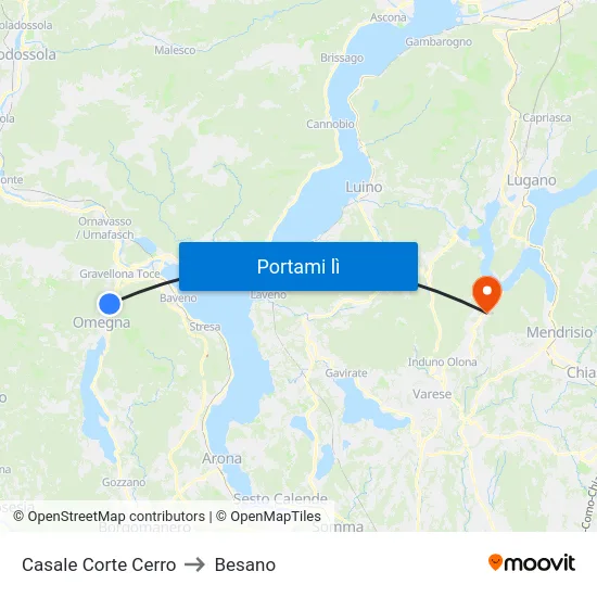 Casale Corte Cerro to Besano map