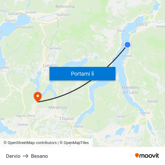 Dervio to Besano map