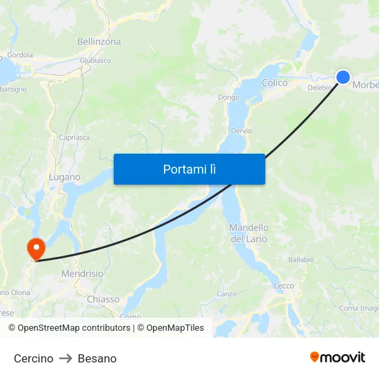 Cercino to Besano map