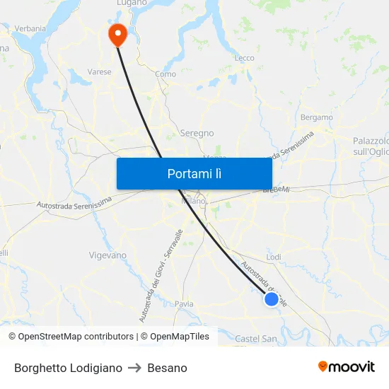 Borghetto Lodigiano to Besano map