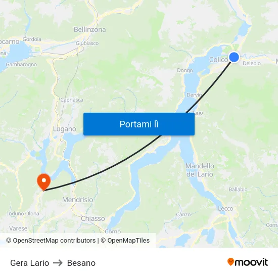 Gera Lario to Besano map
