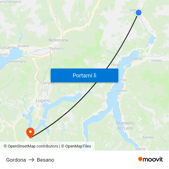 Gordona to Besano map