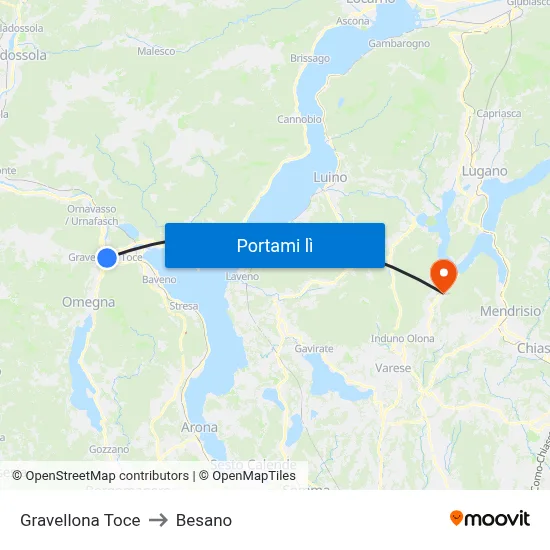 Gravellona Toce to Besano map