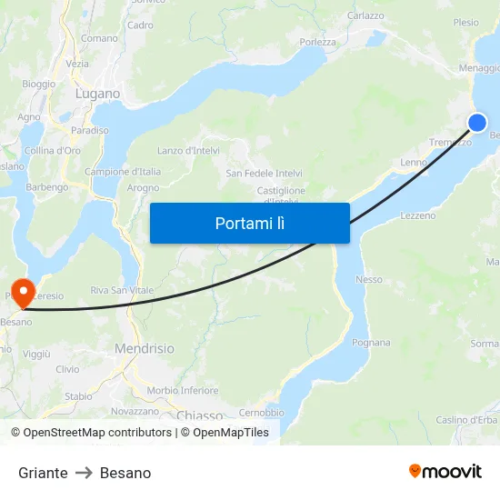 Griante to Besano map