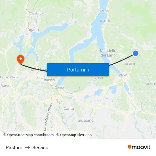 Pasturo to Besano map