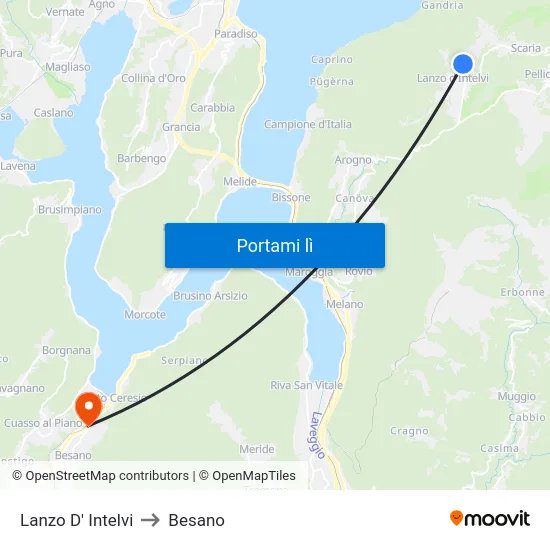 Lanzo D' Intelvi to Besano map