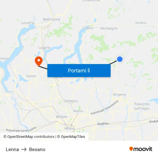 Lenna to Besano map