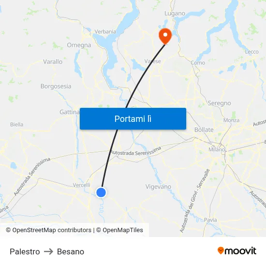 Palestro to Besano map