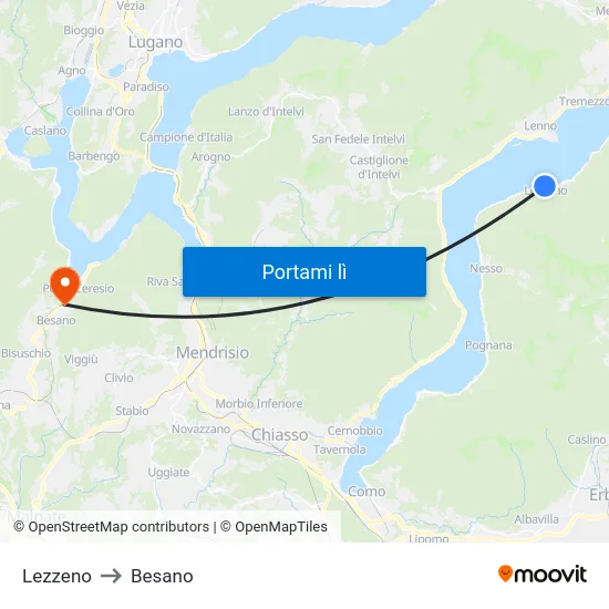 Lezzeno to Besano map