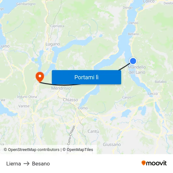 Lierna to Besano map