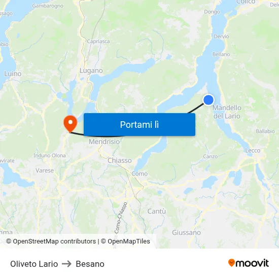 Oliveto Lario to Besano map