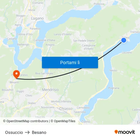 Ossuccio to Besano map