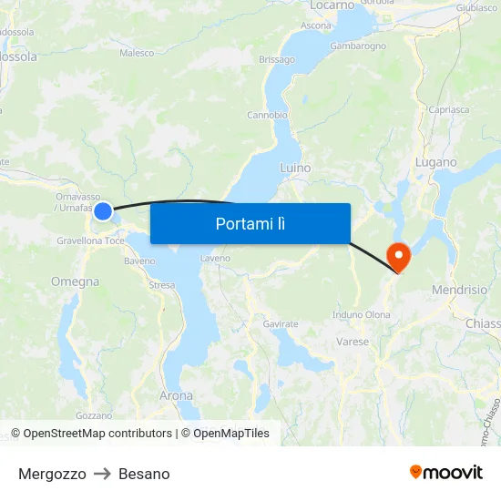 Mergozzo to Besano map